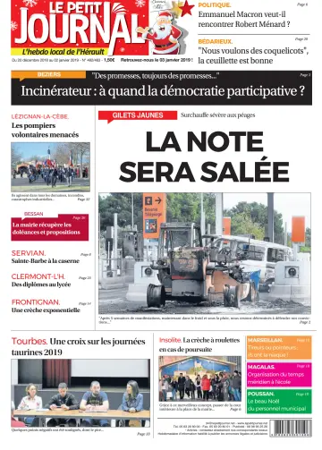 Le Petit Journal - L'hebdo local de l'Hérault - 21 Dec 2018