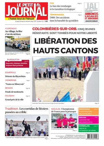 Le Petit Journal - L'hebdo local de l'Hérault - 30 Aug 2019