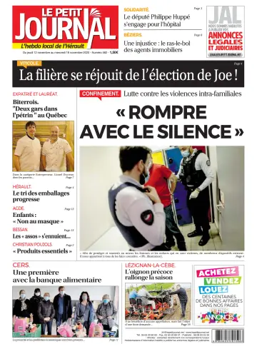 Le Petit Journal - L'hebdo local de l'Hérault - 13 Nov 2020