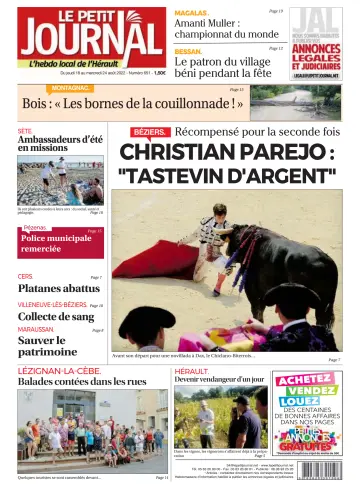 Le Petit Journal - L'hebdo local de l'Hérault - 19 Aug 2022