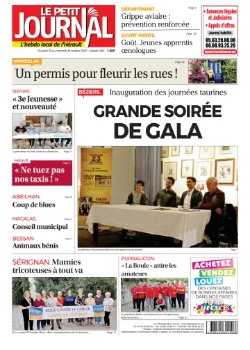 Le Petit Journal - L'hebdo local de l'Hérault - 21 Oct 2022