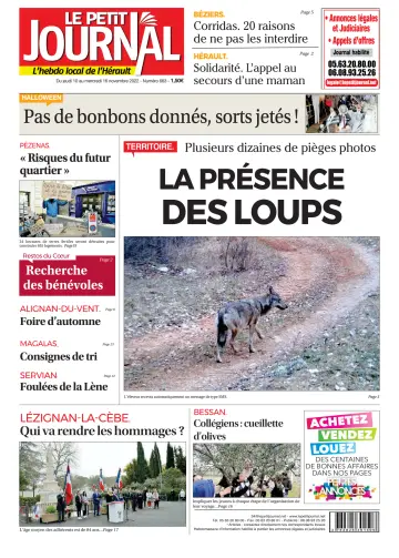 Le Petit Journal - L'hebdo local de l'Hérault - 11 Nov 2022
