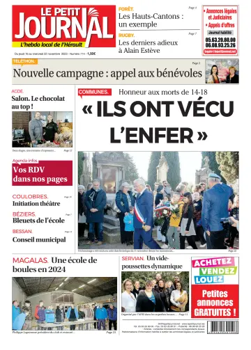 Le Petit Journal - L'hebdo local de l'Hérault - 17 Nov 2023