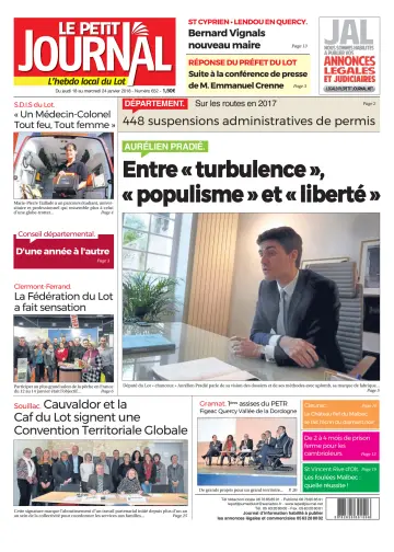 Le Petit Journal - L'hebdo local du Lot - 18 Jan 2018