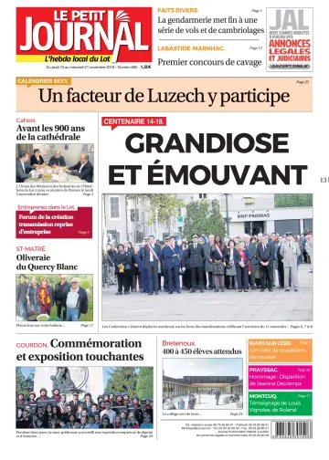 Le Petit Journal - L'hebdo local du Lot - 15 Nov 2018