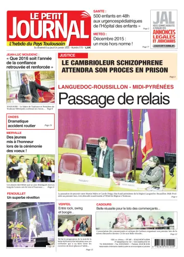 Le Petit Journal - L'hebdo du Pays Toulousain - 8 Jan 2016