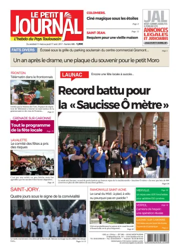 Le Petit Journal - L'hebdo du Pays Toulousain - 11 Aug 2017
