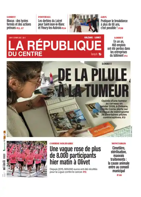 Capa do La République du Centre de 5 de outubro de 2026. Manchete: Da pílula ao tumor.