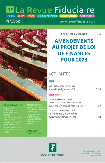 Feuillet Hebdo de la Revue Fiduciaire - 03 十一月 2022