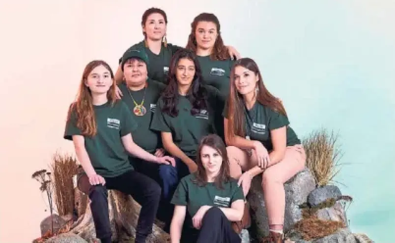 These seven Ontarians are fighting Ontario's climate inaction in court. Back row from left: Shelby Gagnon and Madison Dyck, both 29. Middle row from left: Zoe KearyMatzner, 19, Beze Gray, 30, Sophia Mathur, 18, and Shaelyn Wabegijig, 28. Front row: Alex Neufeldt, 29.