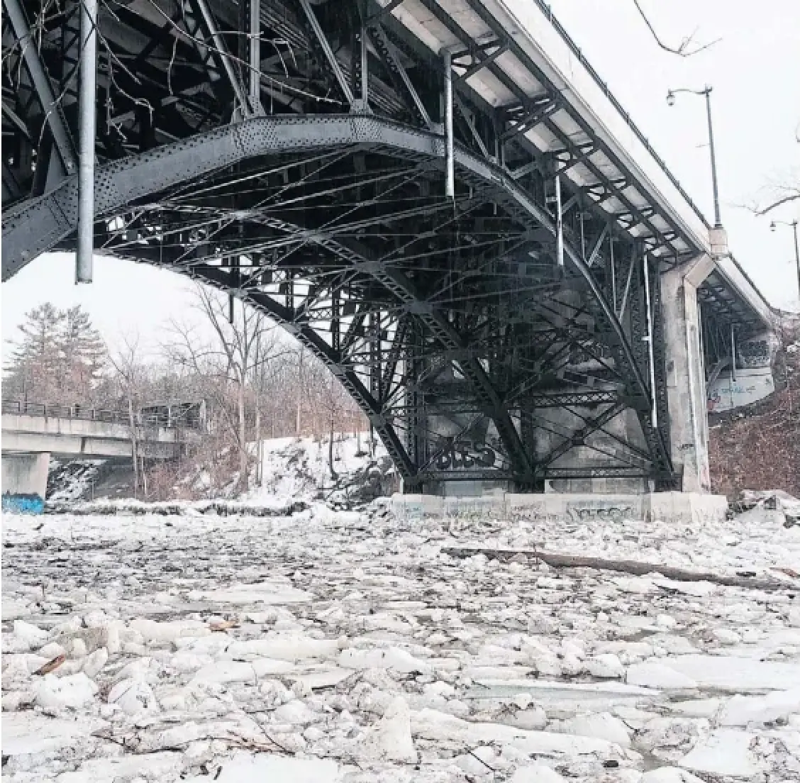 Ice blocks choke the Humber River in February 2022. The erratic weather patterns associated with climate change may make an already unpredictable type of winter flood even more uncertain, Canadian research shows.