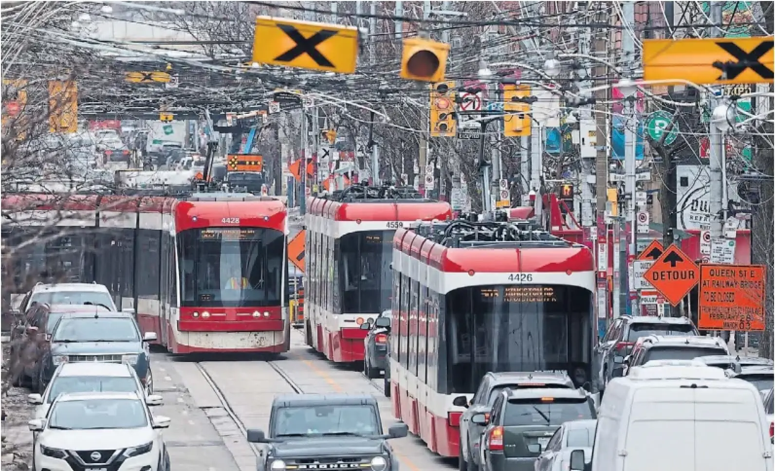 Today's streetcar routes mostly share the road with cars, which can leave them paralyzed in traffic.