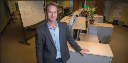 CEO Pa­trik Schmidle stand­ing in the Qual­comm In­sti­tute In­no­va­tion Space at UC San Diego.