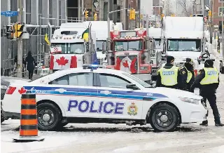 Police in Ott­awa have so far not threatened to tow away pro­test­ers’ rigs that are con­gest­ing down­town, and as of Thursday had given out just 30 tick­ets.
