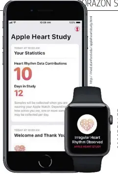 El Ap­ple Heart Study ha re­clu­ta­do a más de 400,000 par­ti­ci­pan­tes y su pro­pó­si­to prin­ci­pal es iden­ti­fi­car la can­ti­dad de par­ti­ci­pan­tes con rit­mo car­día­co irre­gu­lar pa­ra de­tec­tar en­fer­me­da­des co­mo la fibrilación atrial me­jor y más tem­prano.