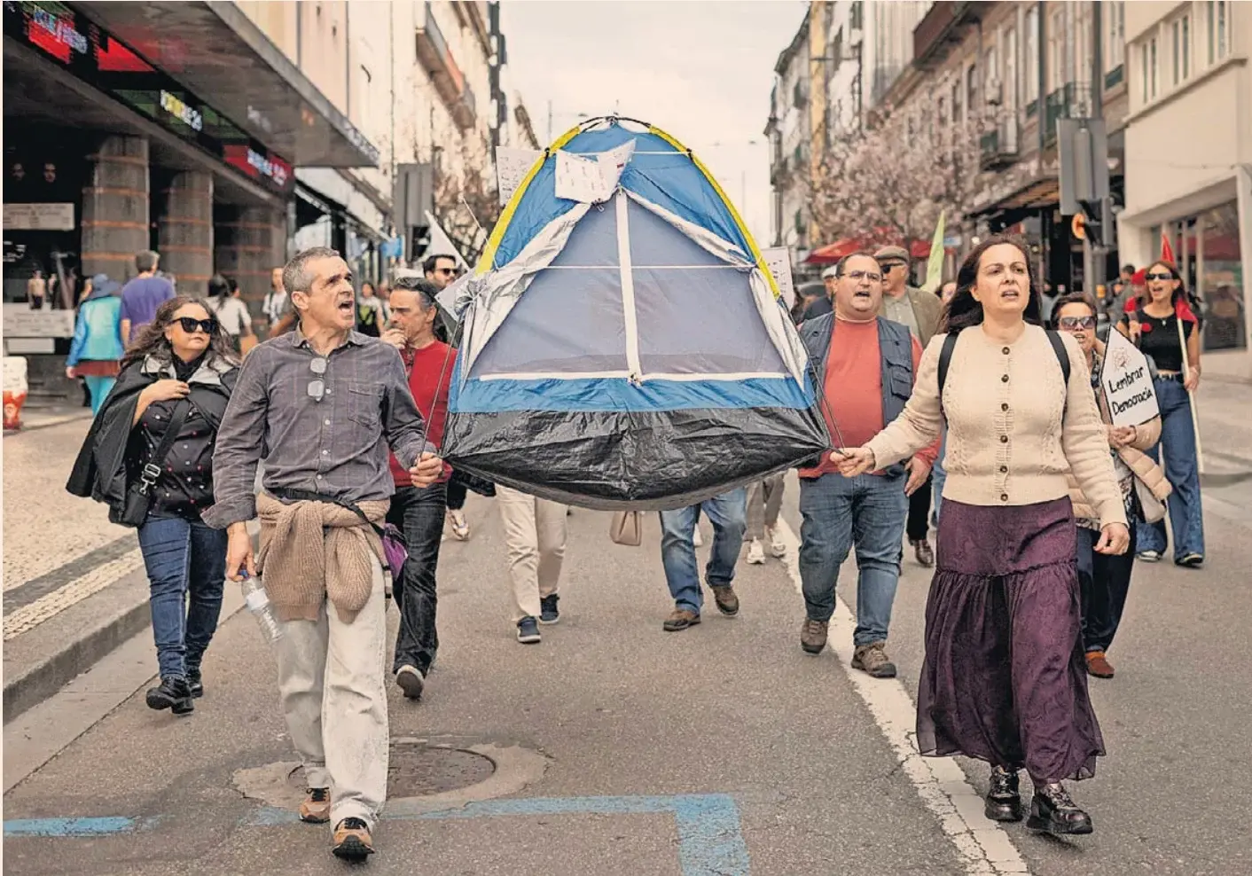 Street anger: protesters at a rally in March to highlight the shortage of affordable homes in Porto