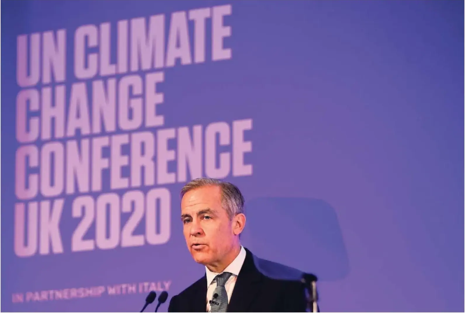Mark Carney makes a keynote address to launch the private finance agenda for the 2020 United Nations Climate Change Conference (COP26) in 2020 in London. Carney had built a reputation as the ultimate ethical banker, one able to marry economic and environmental interests in the service of stopping global warming, Allan Woods writes.