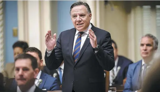 Le pre­mier mi­nistre du Qué­bec, Fran­çois Le­gault, hier, lors de la pé­riode des ques­tions à l’As­sem­blée na­tio­nale.
